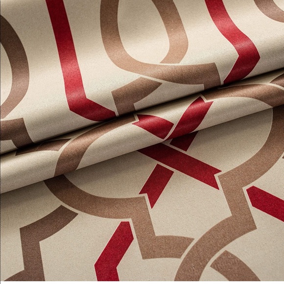 Geometric Trellis Pattern Window Curtain Valance Rod Pocket 52”x14” Red - Picture 6 of 9